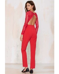 Glamorous Auerlia Lace Jumpsuit Red