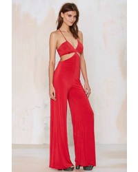 Nasty Gal Frisco Inferno Knit Cutout Jumpsuit Red