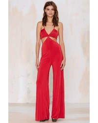 Nasty Gal Frisco Inferno Knit Cutout Jumpsuit Red