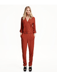 H&M Long Sleeved Jumpsuit Rust Red Ladies