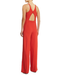 Narciso Rodriguez Sleeveless Open Back Crepe Jumpsuit Red