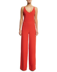 Narciso Rodriguez Sleeveless Open Back Crepe Jumpsuit Red