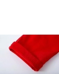 Sleeveless Pockets Belt Red Jumpsuit