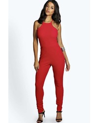 Boohoo Taylor Textured Crepe Strappy Jumpsuit