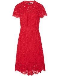 Diane von Furstenberg Alma Cutout Corded Lace Dress Red