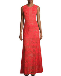 Red Cutout Lace Evening Dress