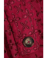 Self-Portrait One Shoulder Cutout Cotton Blend Guipure Lace Midi Dress Red