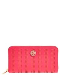 Tory Burch Robinson Saffiano Leather Perforated Zip Wallet