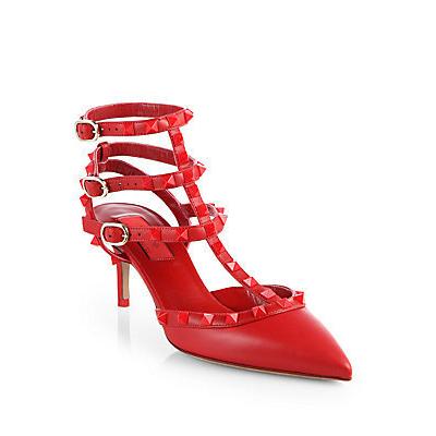 Valentino Rouge Leather Rockstud Pumps Red, $1,095 | Saks Fifth Avenue ...