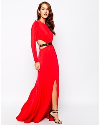 Forever Unique Gold Belted Maxi Dress With Thigh Split