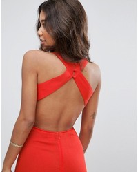 Asos Open Back Maxi Dress In Crinkle Fabric