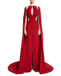 Red Cutout Silk Dress