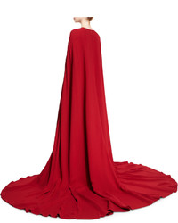 Naeem Khan Nem Khan Cutout Silk Crepe Gown Wcape Red