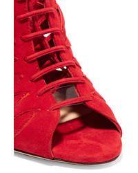 Jimmy Choo Keena Cutout Suede Ankle Boots Red