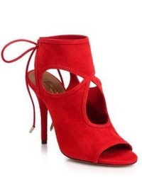 Red Cutout Suede Sandals