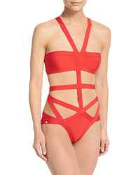 Red Cutout Swimsuit