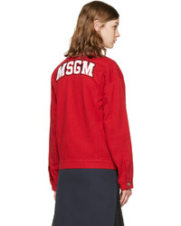 MSGM Red Denim Logo Jacket