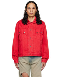 Rhude Red Faded Denim Jacket