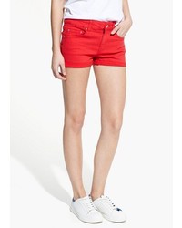 Mango Outlet Red Denim Shorts