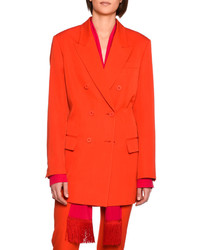 Stella McCartney Nicola Double Breasted Wool Blazer Jacket Bright Red