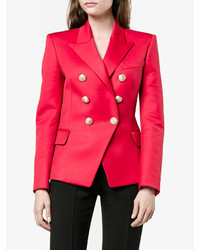 Balmain Red Double Breasted Blazer
