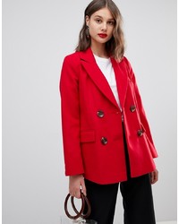 Warehouse Short Double Breasted Blazer Coat In Red