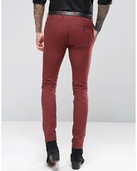 Asos Brand Super Skinny Suit Pants In Dark Red