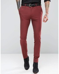 Asos Brand Super Skinny Suit Pants In Dark Red