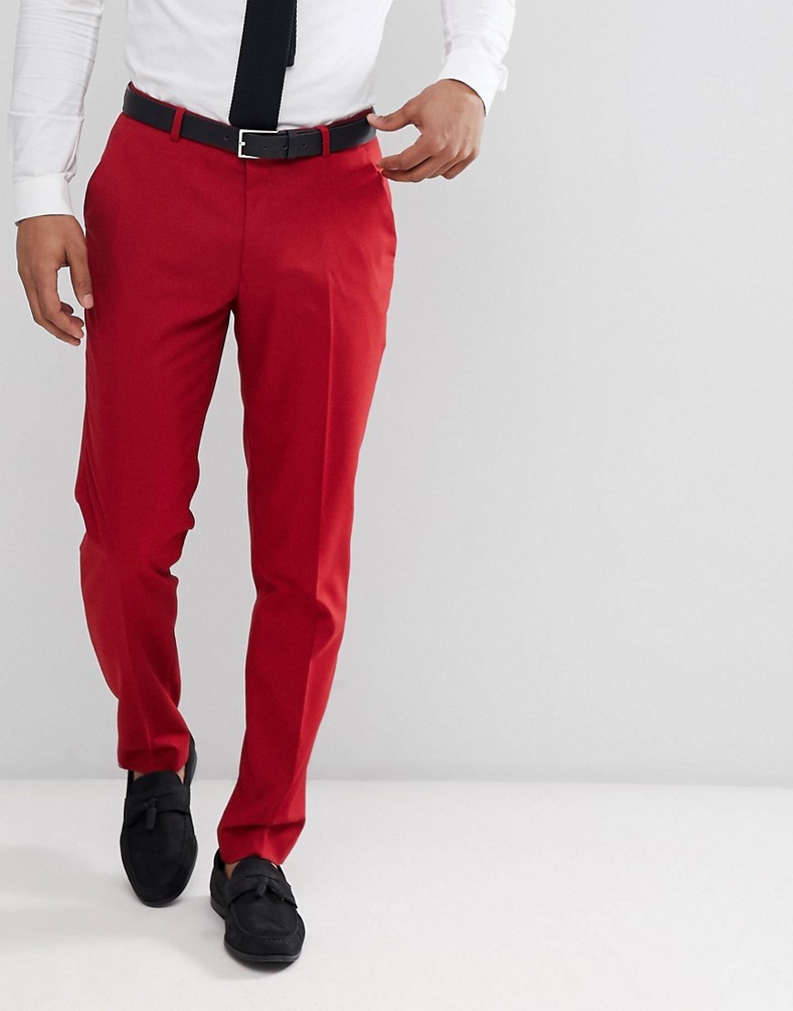 Red Plain Pant Style Suit
