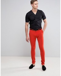 Asos Super Skinny Prom Suit Pants In Tomato Red