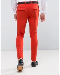 Asos Super Skinny Prom Suit Pants In Tomato Red