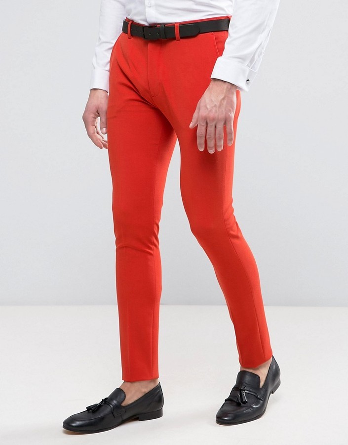 Red Ultra Slim Fit Womens Pants  LITTLE BLACK TUX