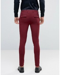 Asos Super Skinny Suit Pants In Dark Red