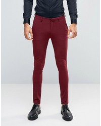 Asos Super Skinny Suit Pants In Dark Red