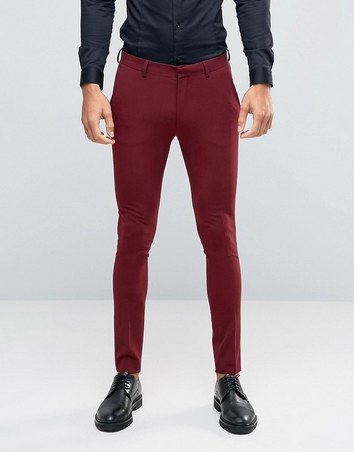 Dark Red Pants Outfits For Guy's
