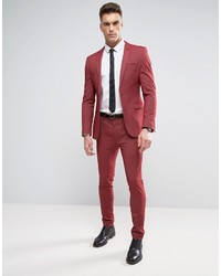 Asos Super Skinny Suit Pants In Red Twist