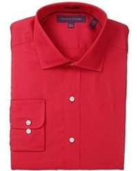 red dress shirt with black pants