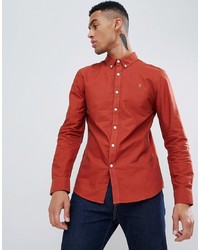 Farah Brewer Slim Fit Oxford Shirt In Red