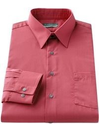 Van Heusen Fitted Solid Poplin Point Collar Dress Shirt