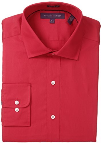 tommy hilfiger red dress shirt