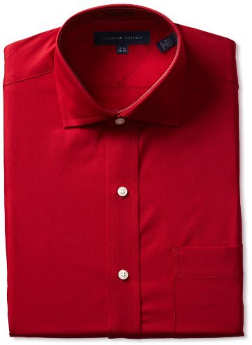 tommy hilfiger red dress shirt
