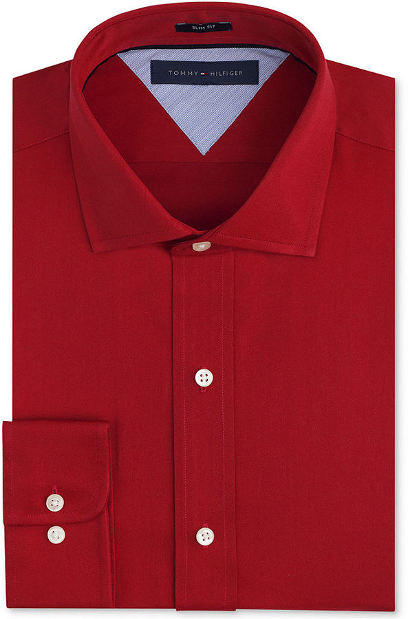 tommy hilfiger red button up