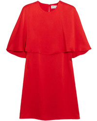 Sonia Rykiel Cape Effect Satin Crepe Mini Dress Red