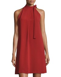 Theory Espere Admiral Tie Neck A Line Dress Red