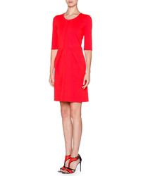 Giorgio Armani Half Sleeve Stitch Detail Dress Scarlet