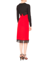 Altuzarra Long Sleeve Cami Overlay Cocktail Dress Scarletblack