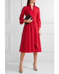 Michael Kors Michl Kors Collection Stretch Cotton Poplin Wrap Dress Crimson