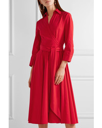 Michael Kors Michl Kors Collection Stretch Cotton Poplin Wrap Dress Crimson