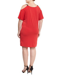 MICHAEL Michael Kors Michl Michl Kors Plus Short Sleeve Cold Shoulder Dress True Red Plus Size