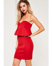 Missguided Red Bandeau Overlay Scuba Mini Dress